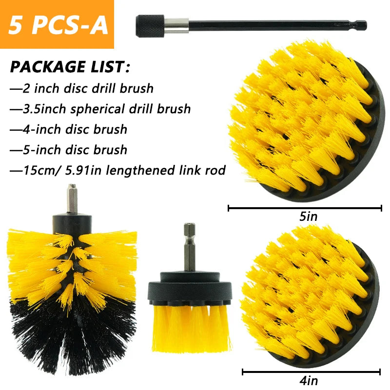 Electric Scrubber Grill Brush Kit 2/3.5/4'' Power Cleaning Brush for Car Bathroom Floor, Tub Shower Grout Nylon Attachments