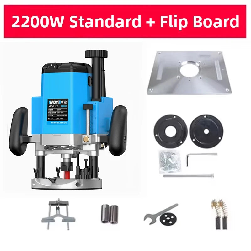 2200W Electric Trimmer Wood Milling Trimming Engraving Slotting Machine Power Carpentry Tool Trimming Machine Router Tool