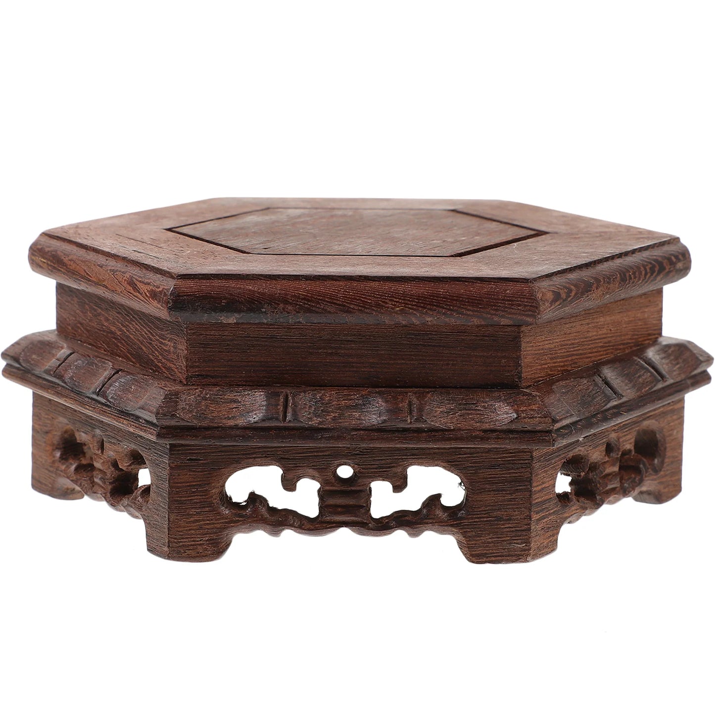 Small Size Solid Wood Base Hexagonal Wooden Plant Stand Potted Plant Riser Indoor Plant Holder Vase Display Stand Fish Bowl