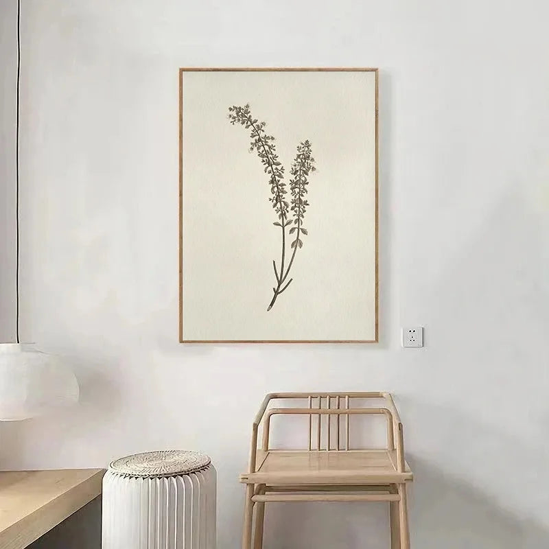 Vintage Neutral Floral Beige Botanical Flower Leaf Poster and Prints Canvas Printing Wall Art Picture for Living Room Home Decor