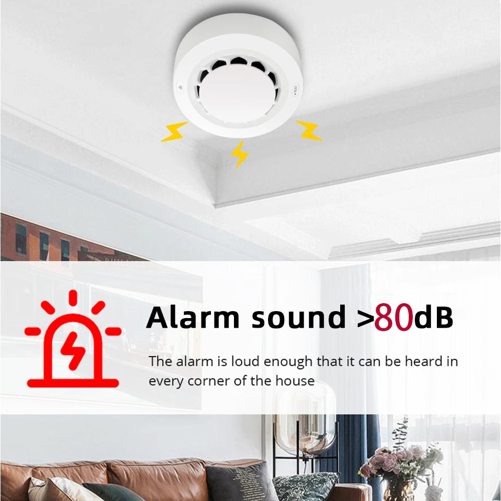 ONENUO Tuya ZigBee Smart Smoke Detector Security Protection Smoke Alarm Fire Protection For Home Security Via Smart Life App