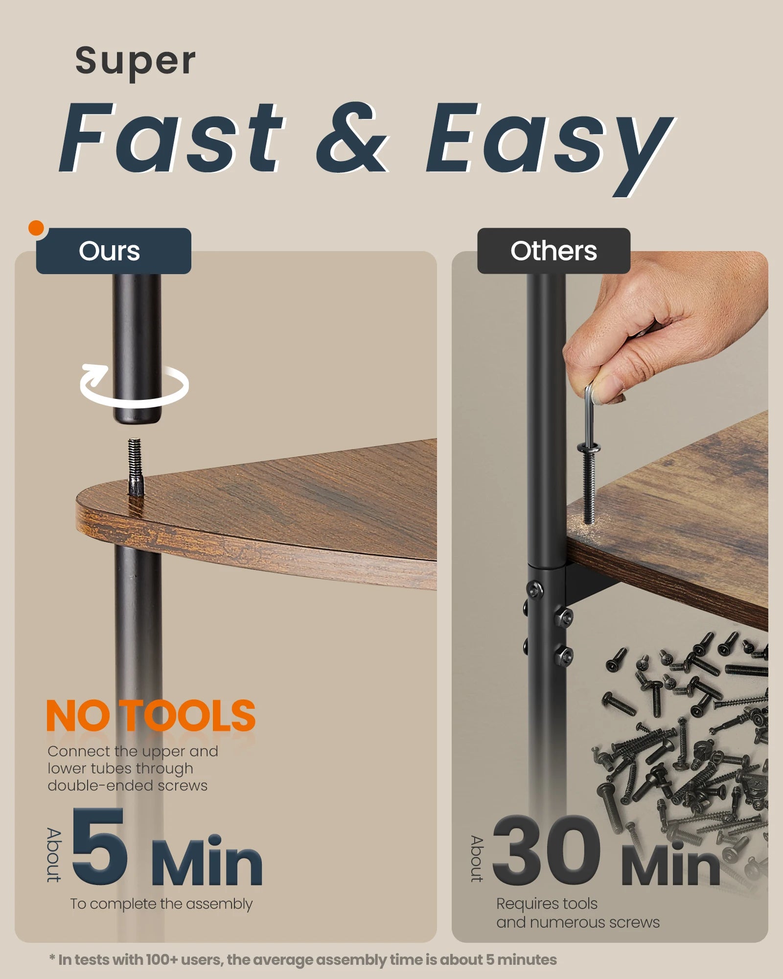 SONGMICS HOME Superfast Toolless Assembly, Corner Shelf Stand, 5-Tier Corner Standing Shelf, Living Room, Bedroom, Kitchen