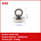 Super Strong Neodymium Fishing Magnet Hook N52 Heavy Duty Rare Earth Magnet With Countersunk Hole Eyebolt 16-90mm Salvage Magnet