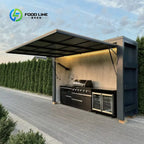 Customized Modern Premium Outdoor Kitchen 5-Burner Gas Grill 304 Stainless Steel Sink Shed Luxurious Family Party Catering Unit