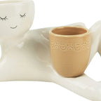 Relaxing Person Holding Pot Planter with Drainage Hole Kinky Planter Ornament Penis Body Vase Decor for Succulents Cactus