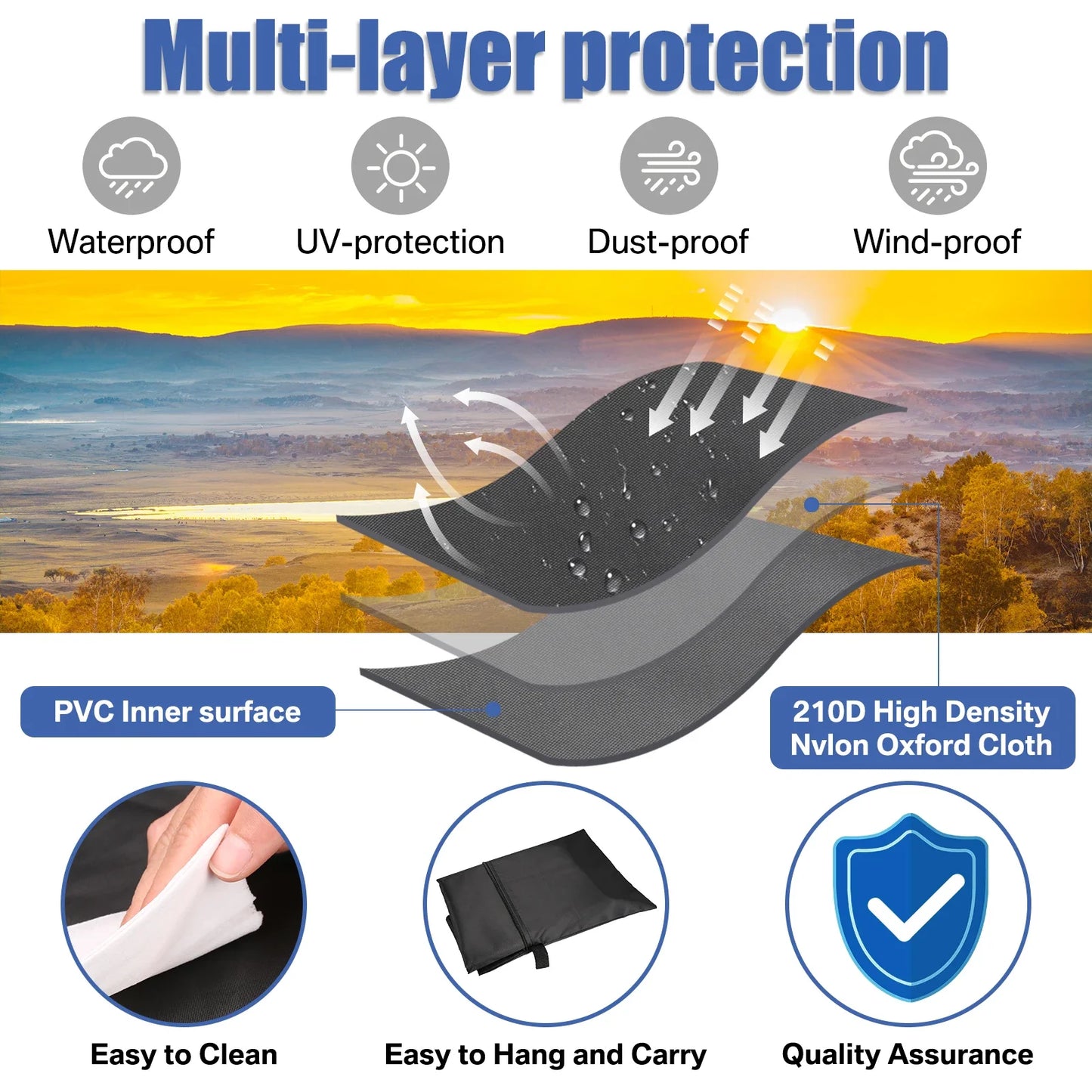 Waterproof Parasol Cover with Rod Cantilever Parasol Protective Cover Snowproof UV-Anti Wind/Weatherproof Umbrella Covers