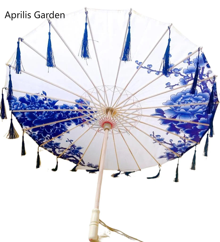 Star Oil Paper Waterproof Beach Umbrella Fan Chinese Dance Performance Lace Umbrella Classical Hanfu Fairy Parasol Paraguas