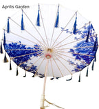Star Oil Paper Waterproof Beach Umbrella Fan Chinese Dance Performance Lace Umbrella Classical Hanfu Fairy Parasol Paraguas