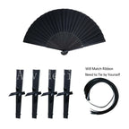 40/20Pcs Black Hand Folding Fan Print Logo For Promotion Gift Personalized Anniversity Souvenirs Fan Birthday Party Favors