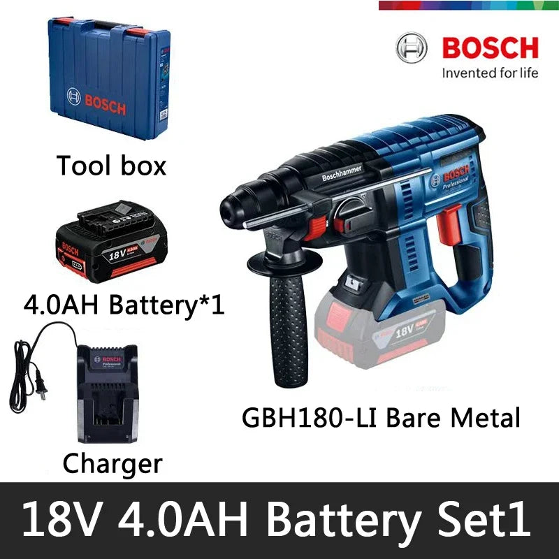 BOSCH Cordless Rotary Hammers SDS PLUS Brushless Motor With 18V Lithium Battery Multifunctional Impact Hammer Drill GBH 180-LI