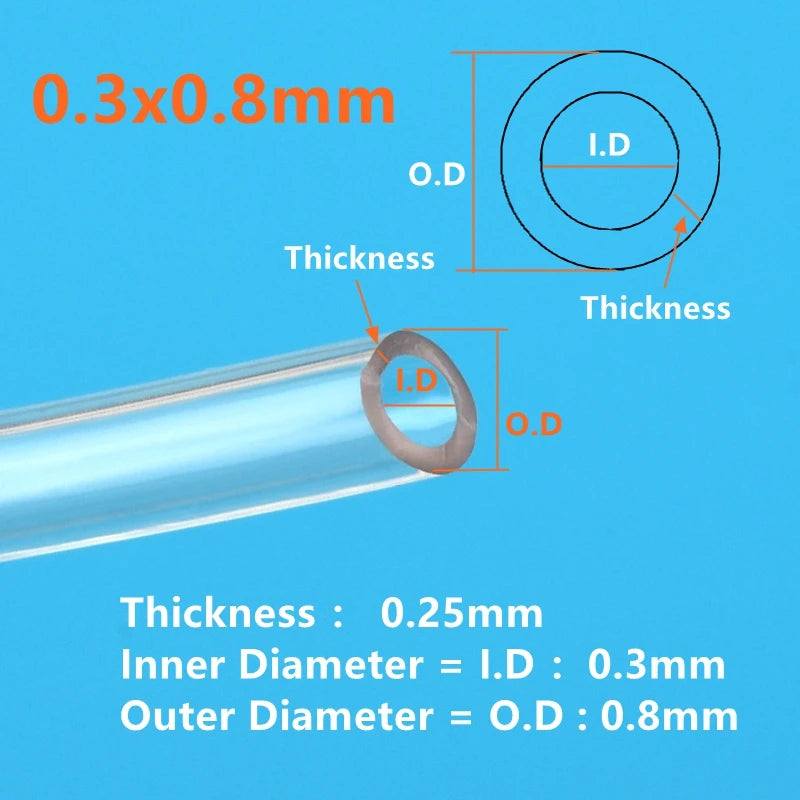 1/5/10M Food Grade Transparent Silicone Rubber Hose ID 0.3 0.5 0.7 0.8 1 1.2 1.5 1.6 1.8 2 2.5mm Flexible Nontoxic Silicone Tube
