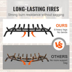 VEVOR Fireplace Log Grate Fireplace Grate with 6 Legs 3/4’’ Solid Powder-coated Steel Bars Log Firewood Burning Rack Holder