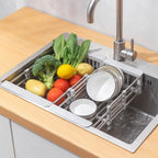 Stainless Steel Kitchen Sink Drain Rack Telescopic Utensil Rack Fruit Vegetable Washing Storage Rack Household Kitchen Accessory