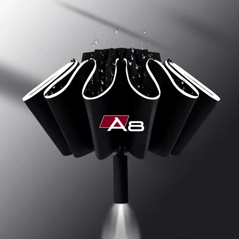 Car Umbrella With LED Flashlight Reflective Stripe Reverse Umbrella for audi sport RS A1 A3 A4 B7 B8 A5 A6 A7 A8 Q3 Q5 Q7 Q8 TT