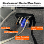 Glove Box USB Hub for Tesla Model Y 2021-2024 Model 3 2021-2023 4-in-1 Glovebox Docking Station Accessories for Dash Cam Flash