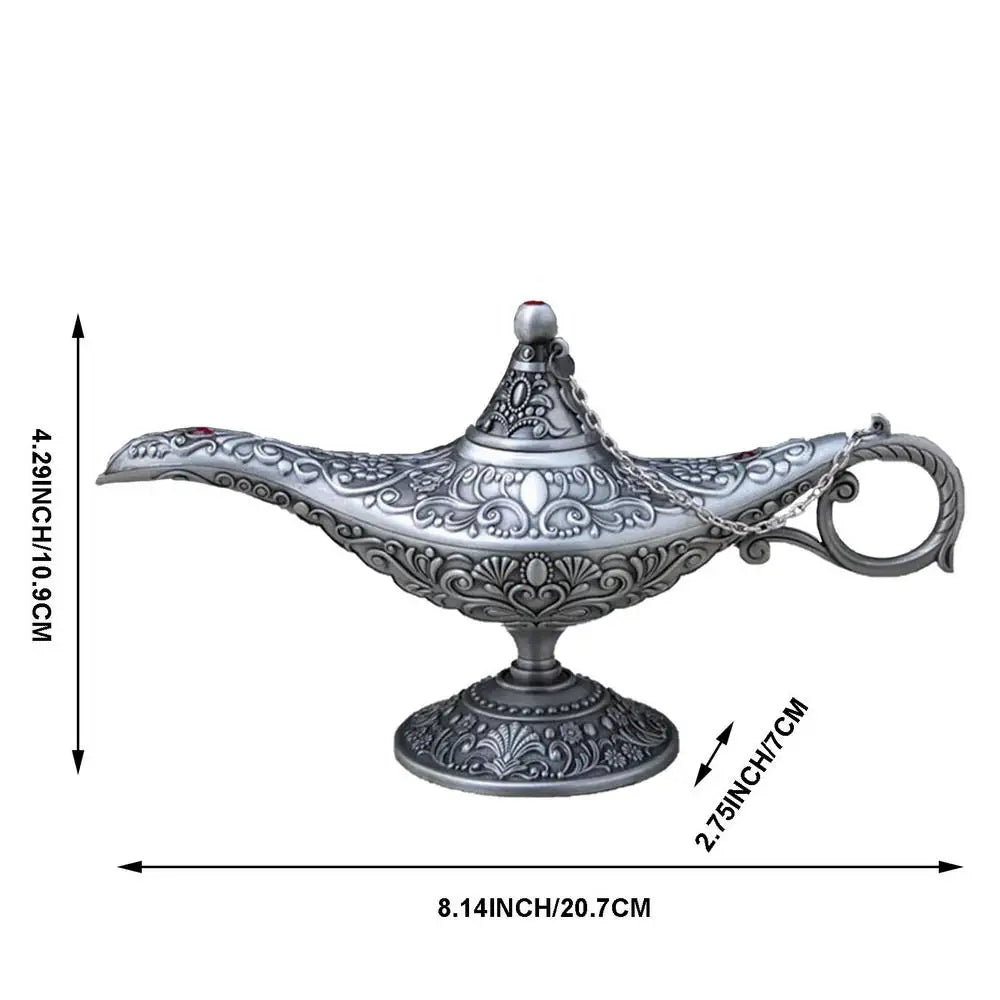 Aladdin Magic Lantern Ornaments Large Wishing Lamp Metal Home Decorations Genies of The Lamp Pot Alloy Table Decoration Gift