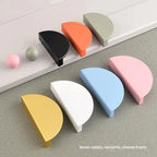 1Piece Colorful Kitchen Cabinet Handles Wardrobe Door Drawer Knob Semi-circular Cream Style Children's Room Color Handle Pairing