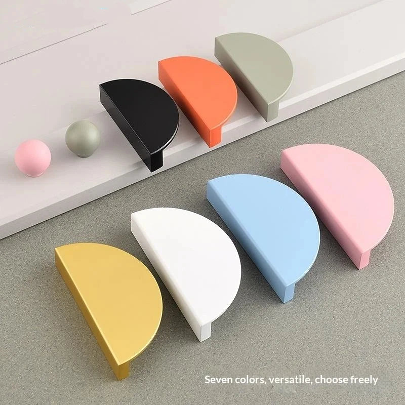 1Piece Colorful Kitchen Cabinet Handles Wardrobe Door Drawer Knob Semi-circular Cream Style Children's Room Color Handle Pairing