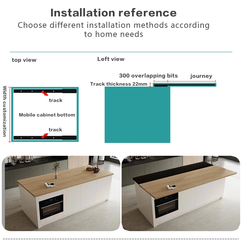 Electric Kitchen Island Telescopic Track Motorized Slide Rail Durable Hardware Adjustable For Countertop Dining Table Bar