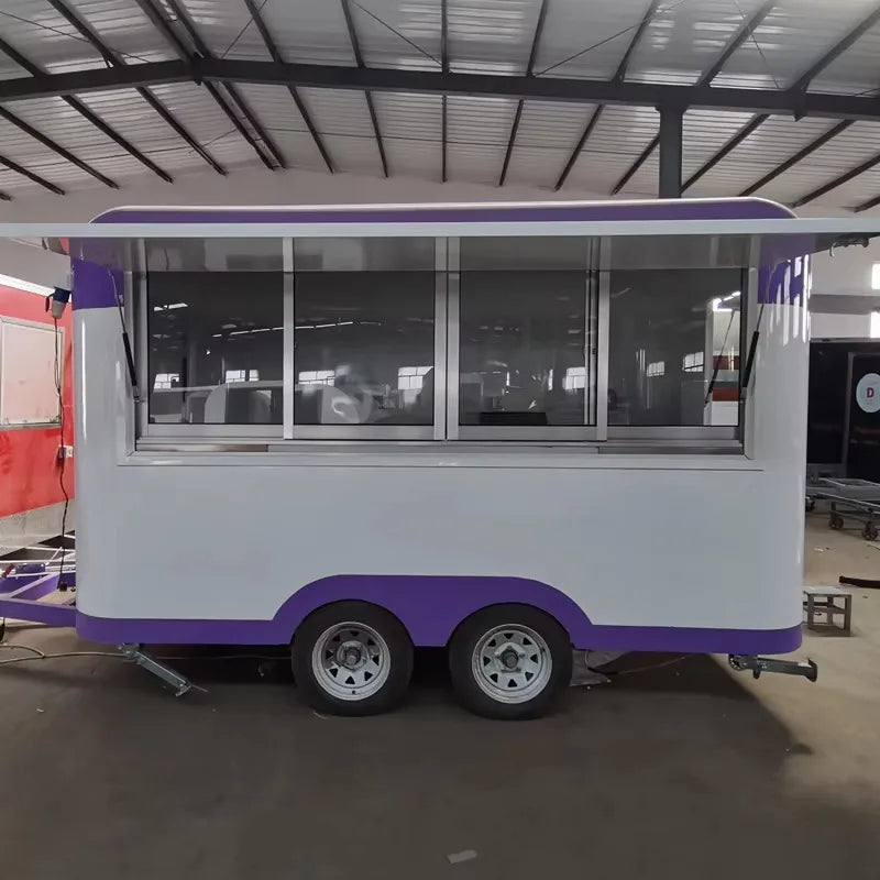 Mobile Food Truck Fast Food Kiosk Shipping Container Trailer with Full Kitchen Equipment Installation for Catering Business