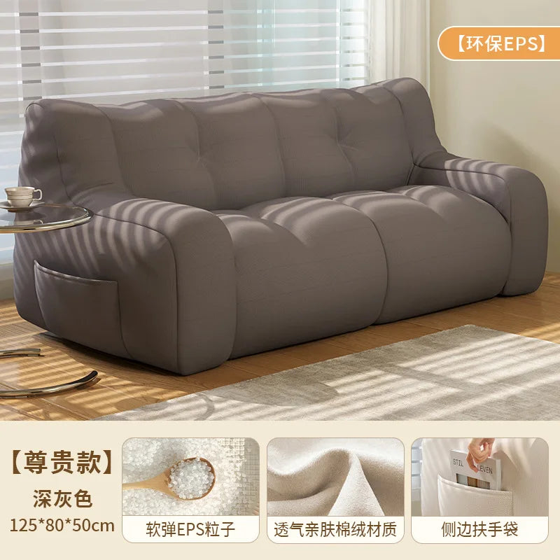 Small Double Bean Bag Sofa Double Seat Reclining Soft Comfortable Sofa Balcony Bedroom Washable Fabric Sofa