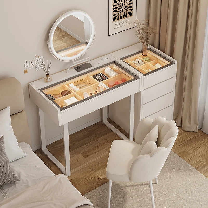 dressing table with light mirror vanity stool Drawer for clothes makeup toiletries vanity table Hairstyles bedroom furniture