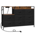 Chest of Drawers with 8 Fabric Drawer Sideboard Storage Cabinet for Kitchen Office with Charging Sockets Steel Frame 132x88x30cm