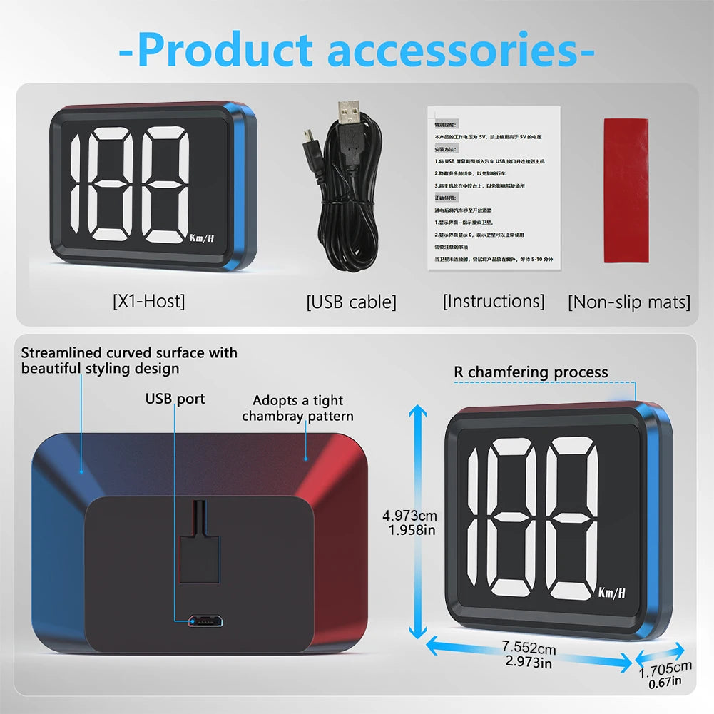 Digital GPS Speedometer Head Up Display for Car Golf Cart Boat with Large Font and Easy Installation