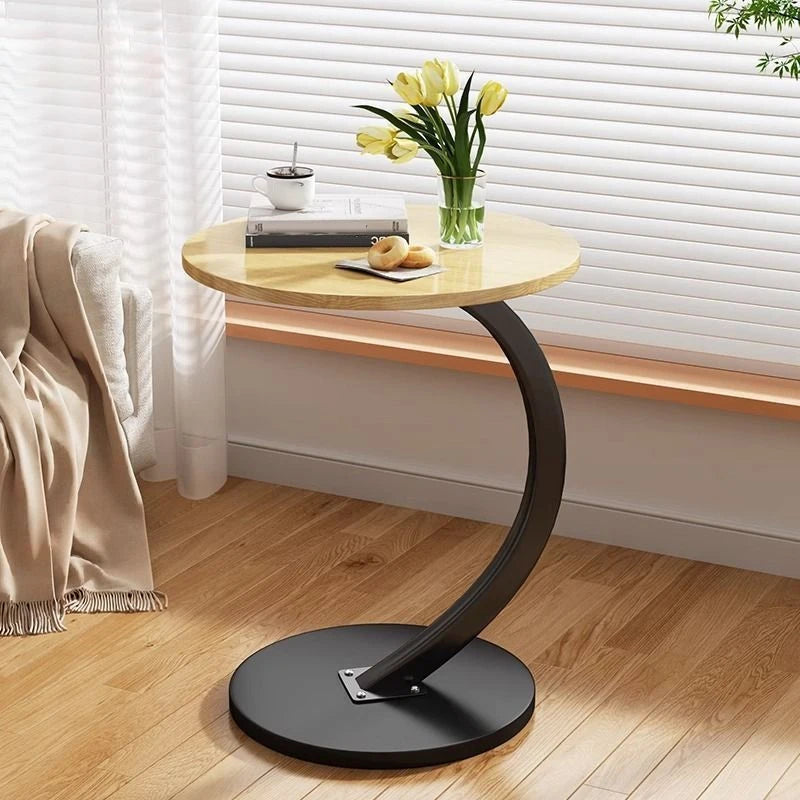 Small apartment light luxury bedside small coffee table round movable small table mini coffee table