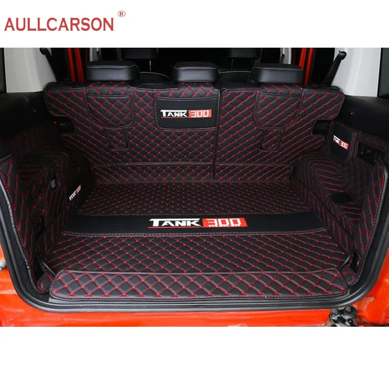 For GWM Tank 300 2023 2024 Custom Trunk Mats Leather Durable Cargo Liner Boot Carpets Interior Cover Car Accessories