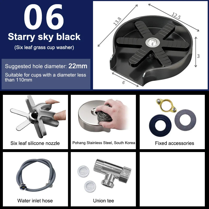 Sink Faucet Glass Cup Automatic Cup Washer Bar for Beer Milk Coffee Cleaner Tool Kitchen Sink Accessories
