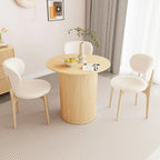 31.5" Round Dining Table for 2-4 People, Small Kitchen Dinner Table with Fluted Wood Base, Farmhouse Circle Dining Tables for H