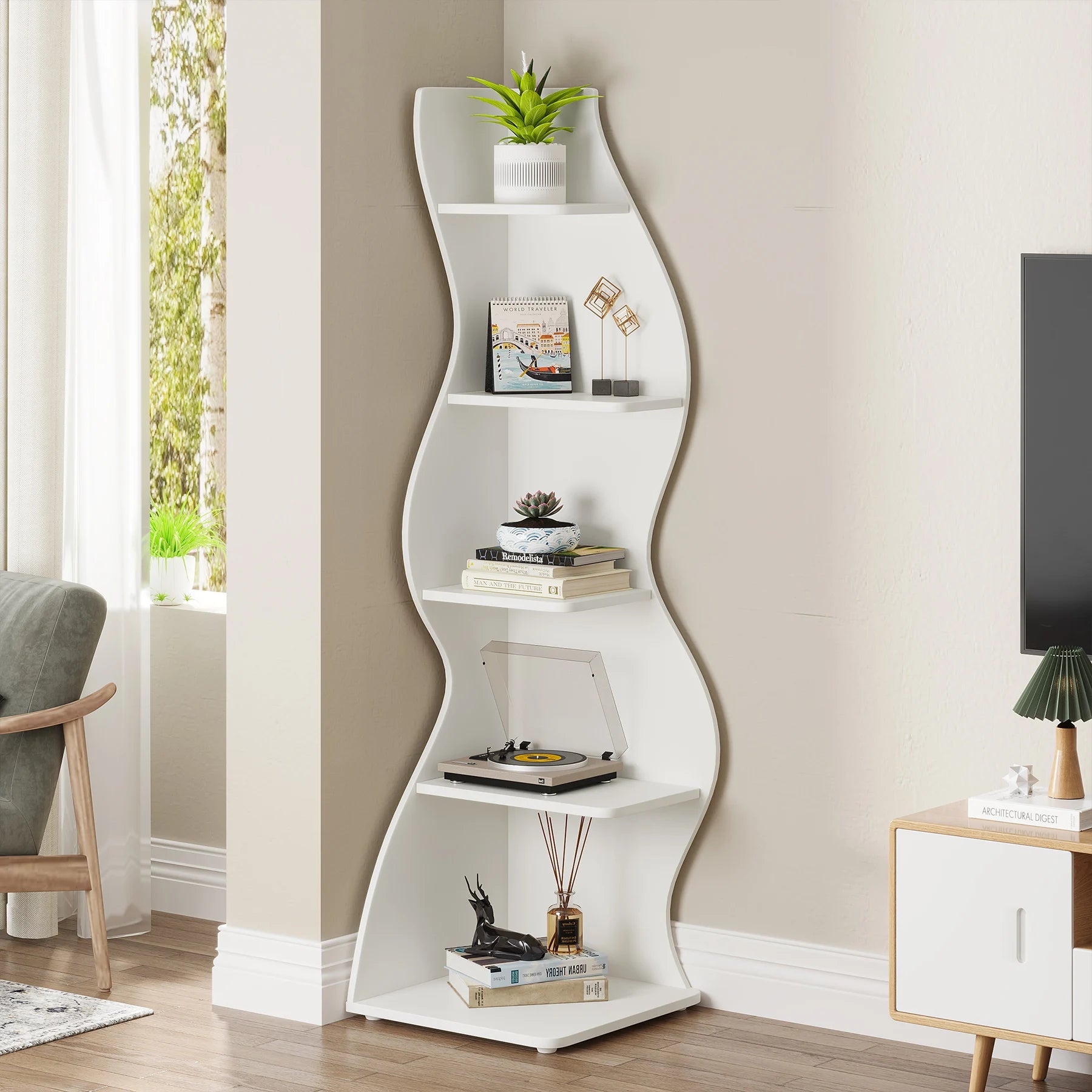 Stylish Corner Bookcase