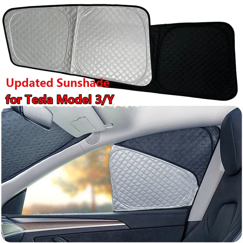 For Tesla Model 3 Highland 2024 Sunshade Accessories Silver Thick Sun Shade Tesla Model Y Juniper 2025 Window Windshield Shading