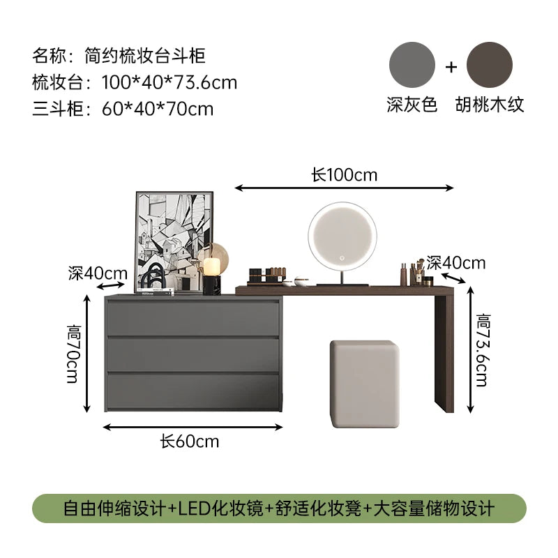 Modern Drawers Vanity Table Makeup Chair Desk Bedroom Big Dressing Table White Small Cabinet Mesa De Maquillaje Home Furniture
