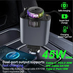 5-In-1 Car 45W Retractable Phone Charger with Type C PD Cable Aromatherapy Essential Diffuser Roof Starlight For IPhone Andriod