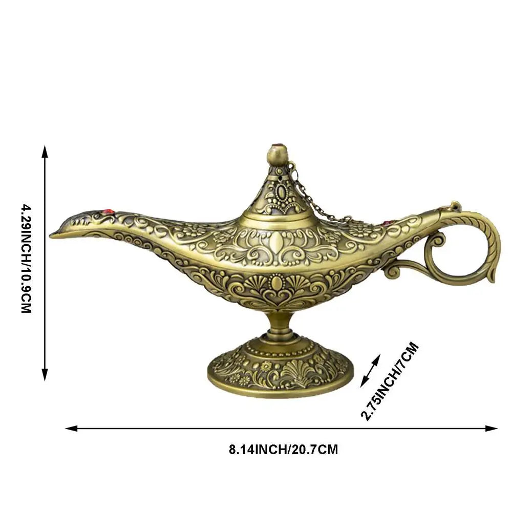 Aladdin Magic Lantern Ornaments Large Wishing Lamp Metal Home Decorations Genies of The Lamp Pot Alloy Table Decoration Gift