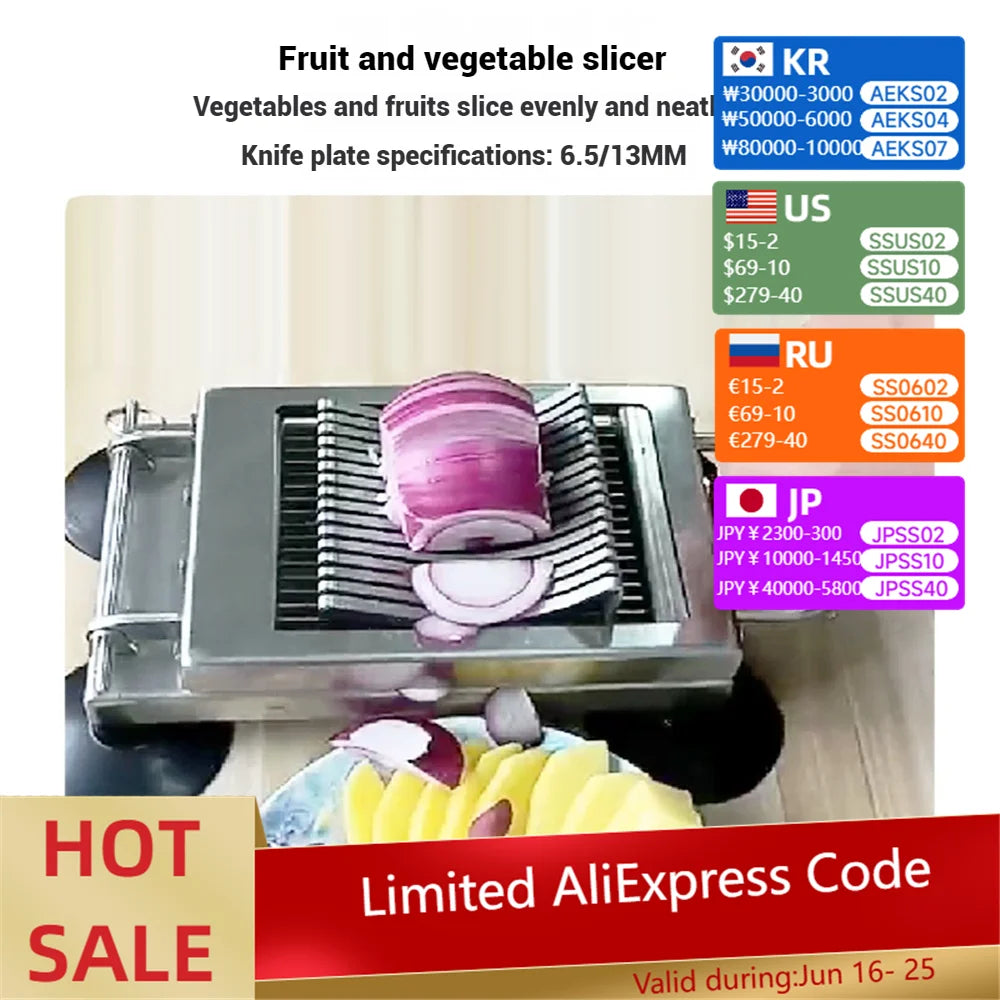 6.5/13 mm Thickness Manual Stainless Steel Vegetable Slicer Kitchen Potato Carrot Onion Manual Fruit New Multi-Function Slicer