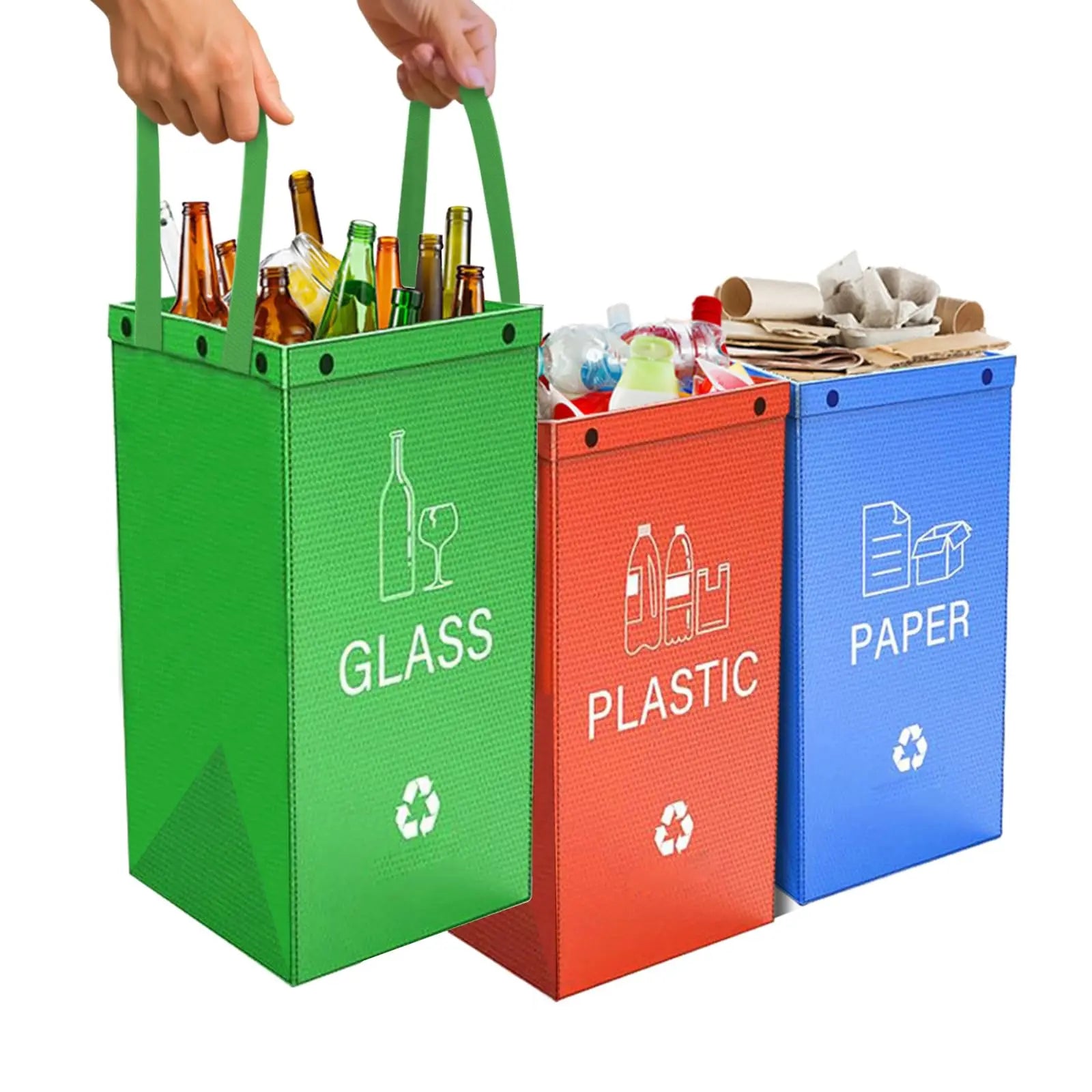 Kitchen Trash Can Waste Sorting for Indoor and Outdoor Training Paper Plastic and Glass Storage Bottle Collection Container