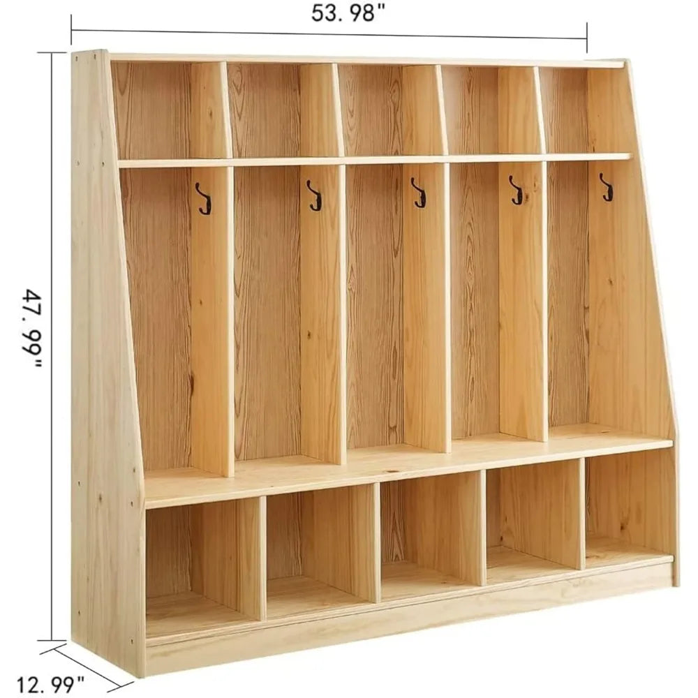 5-Section Classroom Coat Locker & Backpack Hanger, Daycare Cubby Coat Rack, Cubicle Coat Hanger, Mudroom Furniture wi