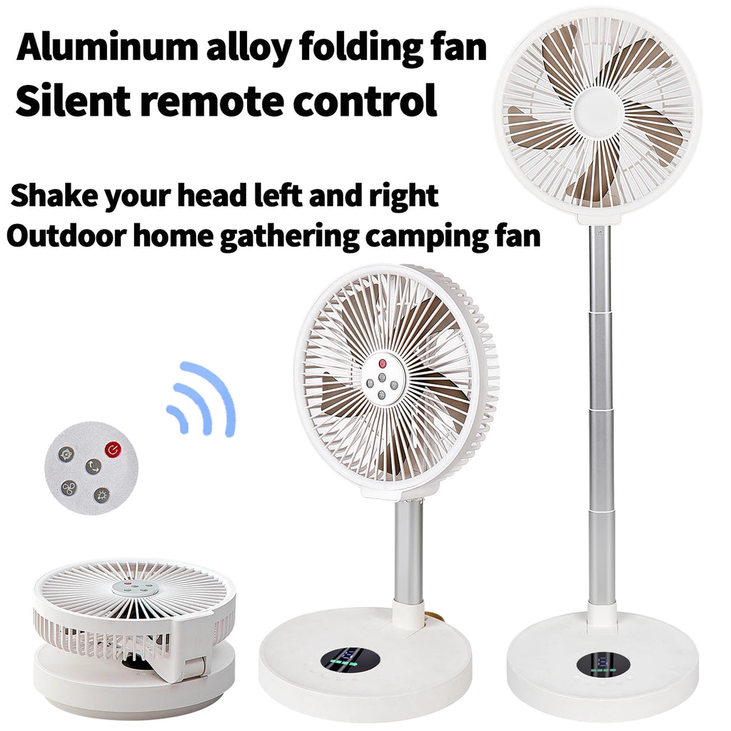 10 inches Remote control aluminum alloy folding fan outdoor home ultra