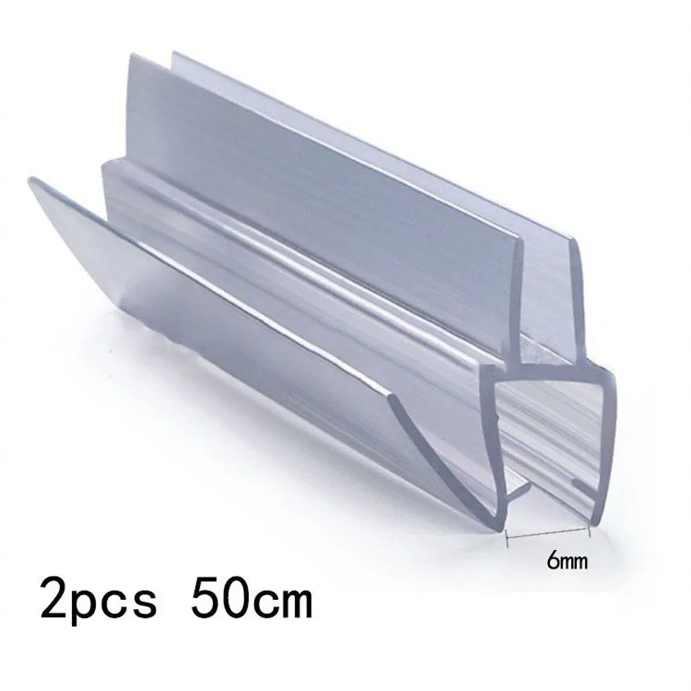 2pcs Shower Door Seal Strip 6/8/10/12mm 50cm Water Deflector Rubber Strip Transparent For Glass Door Sealing Bathroom Decoration