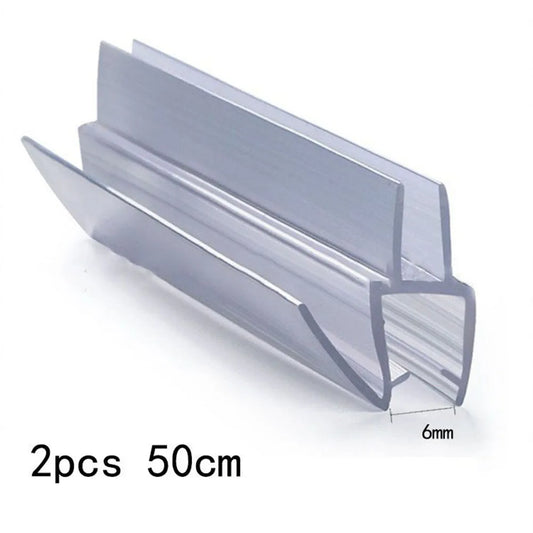 2pcs Shower Door Seal Strip 6/8/10/12mm 50cm Water Deflector Rubber Strip Transparent For Glass Door Sealing Bathroom Decoration