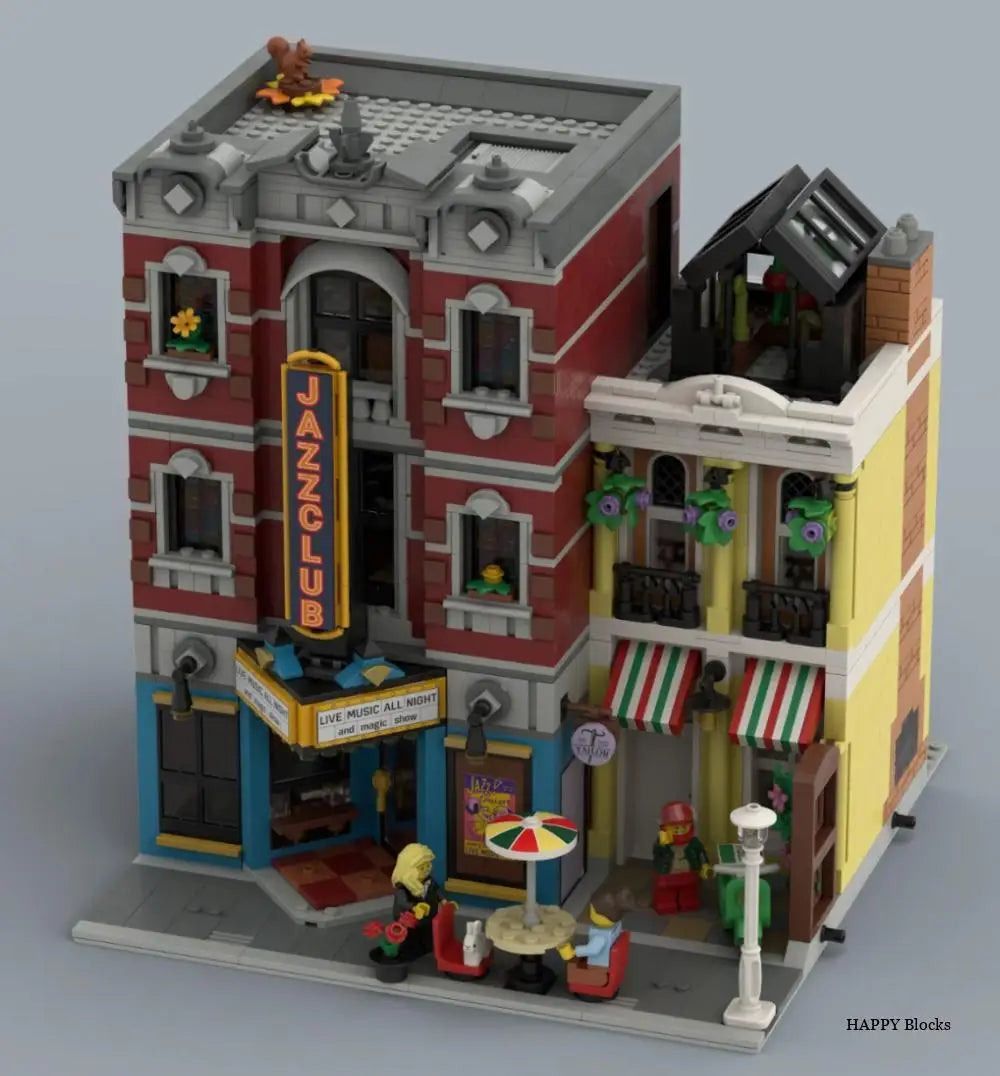 2899pcs Street View Creating Jazz Club & Pizzeria Shop Modular House Model 10312-Bricks Holiday Birthday Gifts
