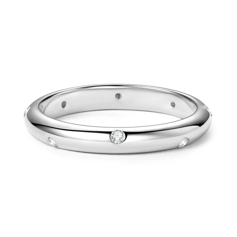 Round Moissanite Eternity Band 925 Sterling Silver D Color Wedding & Engagement Ring for Women, GRA Certified