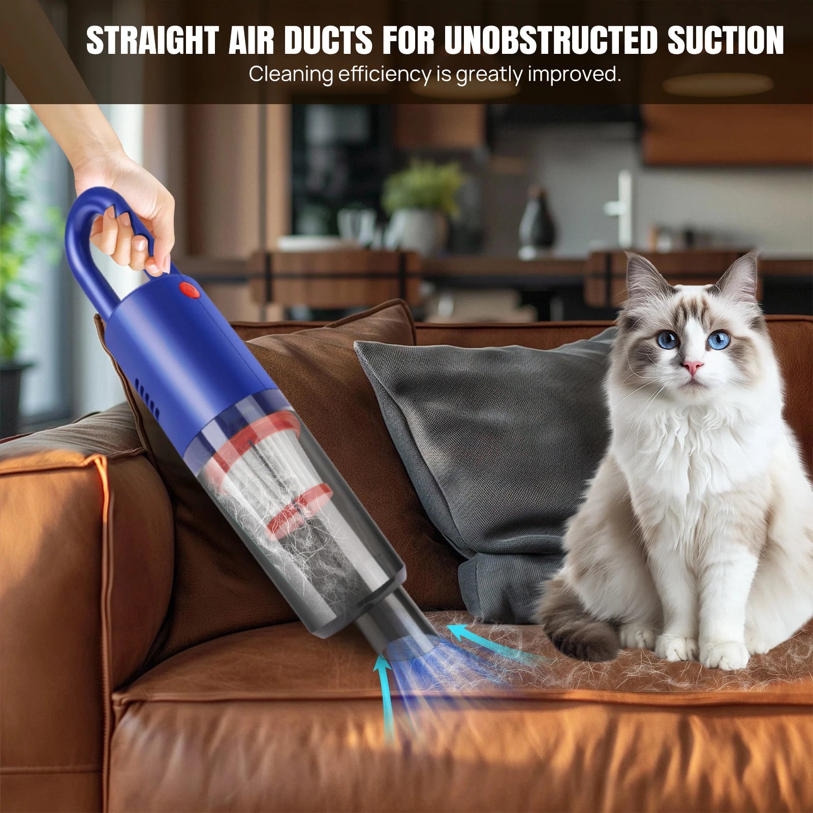Wireless Portable Car & Home Vacuum Cleaner, 6200Pa Strong Suction, 50W High Power, Dual Lithium Batteries for Long-lasting Batt