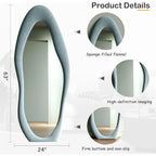Full Length Mirror, 63" x 24" Wall Mirror, Flannel Wrapped Wood Frame - Wavy Full Body Mirror for Bedroom, Living Room & Cloakro