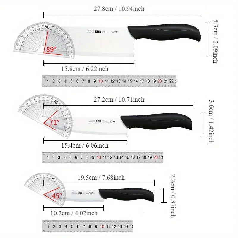 3-piece Ceramic Knife Set Ultra Sharp Chef Knives with Protective Sheaths, Non-Stick Blade for Cooking Slicing Kitchen tools