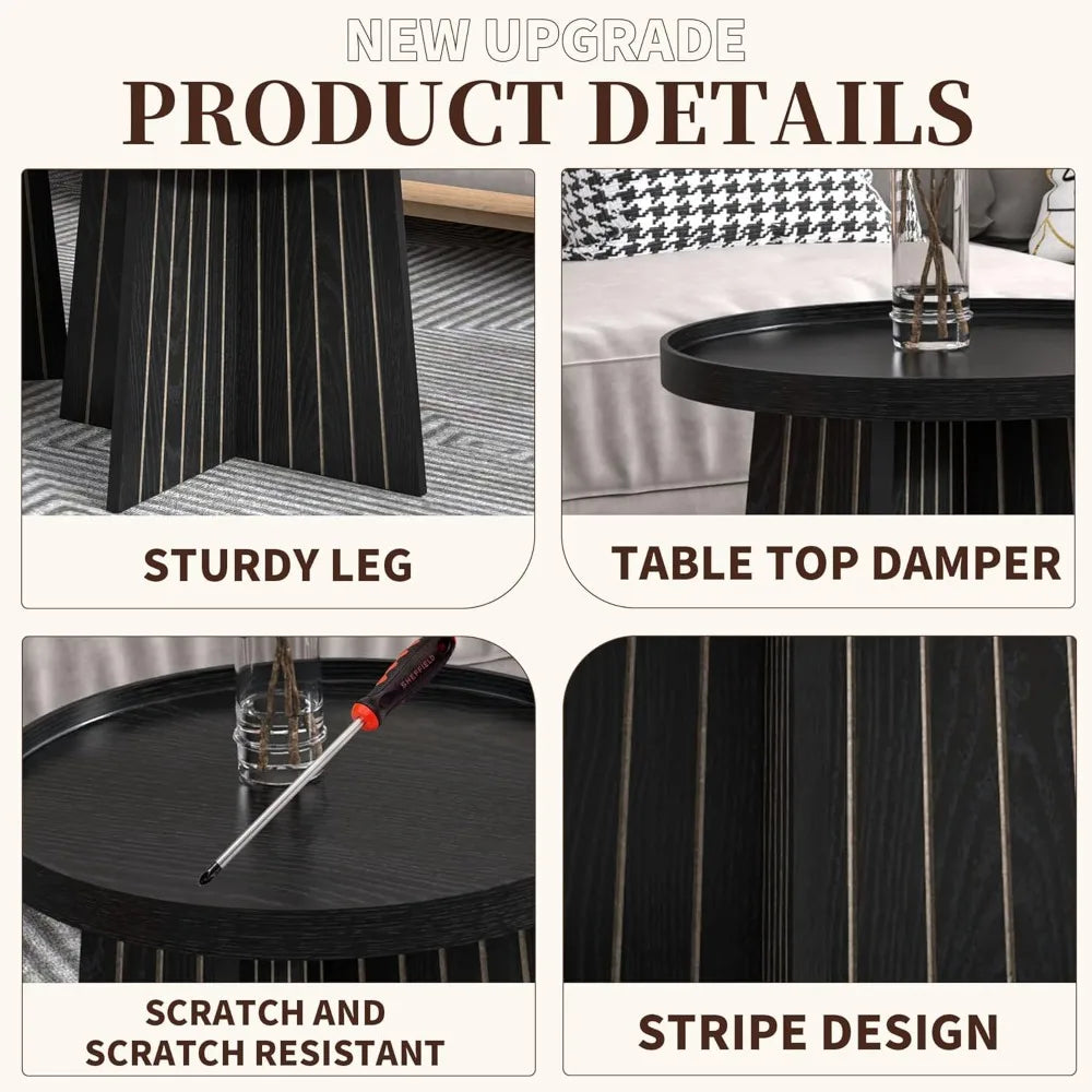 Round Nesting Coffee Table Set - Modern Small Coffee Tables for Living Room, Bedroom & Home Office