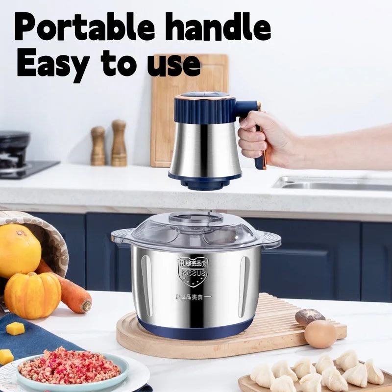304 Stainless Steel Electric Meat Grinders Multifunction Vegetable Fruit Pepper Garlic Chopper Mincer Baby Food Blender